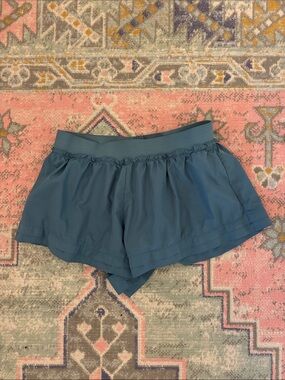 Free people movement! Women's Athletic Ruffle Waist Shorts in Teal